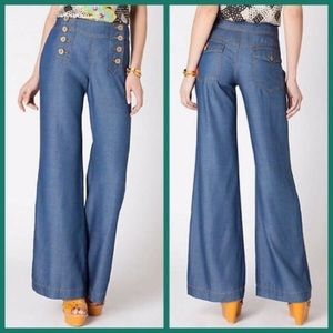 Anthro Elevenses Sz 4 Sailor Wide Leg Jeans
